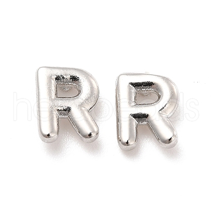 Brass Hollow Out Initial Letter Stud Earrings for Women EJEW-A044-01P-R-1