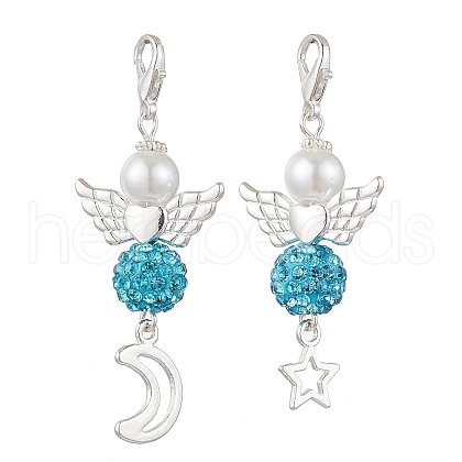 Angel Pave Disco Ball Pendant Decorations HJEW-JM03066-02-1