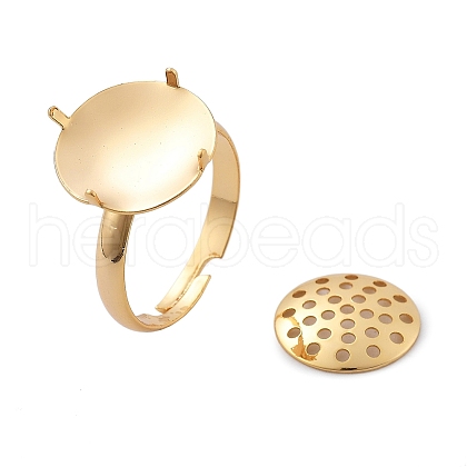 Brass Adjustable Ring Findings KK-K382-15B-G-1