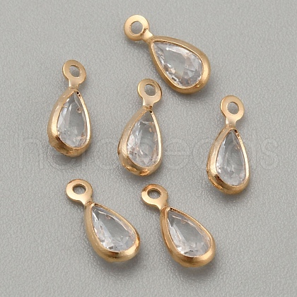 Brass with Clear Cubic Zirconia Charms ZIRC-C007-01KCG-1