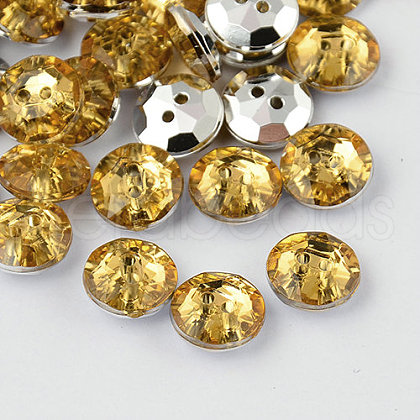 2-Hole Taiwan Acrylic Rhinestone Flat Round Buttons BUTT-F015-11.5mm-30-1