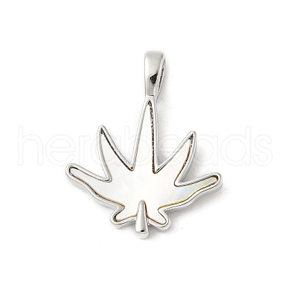 Brass Pave Natural White Shell Pendants KK-S522-20P-1