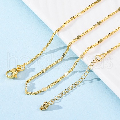 Brass Curb Chains Necklaces for Women NJEW-D302-09G-1