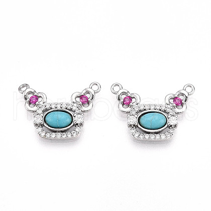 Synthetic Turquoise Rectangle with Flower Pendants KK-N258-15P-1