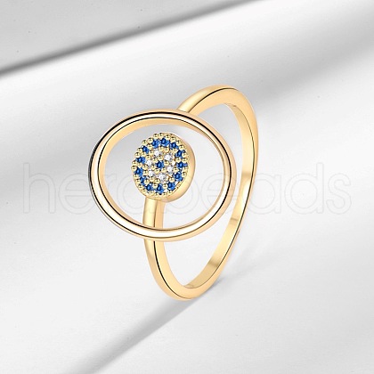Brass Micro Pave Cubic Zirconia Rings RJEW-S402-04G-1