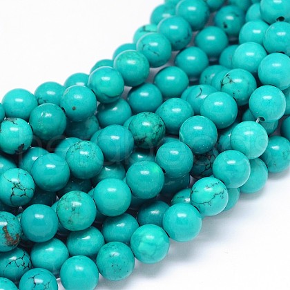 Natural Magnesite Round Bead Strands TURQ-E022-38B-8mm-1