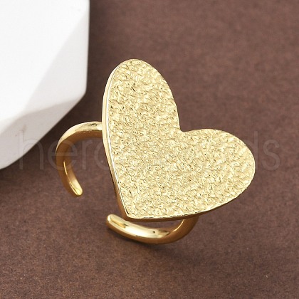 Heart Brass Cuff Rings for Women RJEW-A069-09G-1