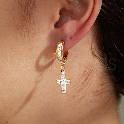 Stainless Steel Cross Hoop Earrings XZ9263-1
