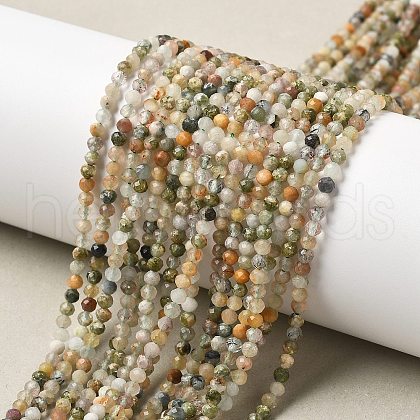 Natural Green Rutilated Quartz Beads Strands G-RM241221-B22-1