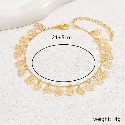 Brass Rose Charm Anklets for Women KP7886-2-1