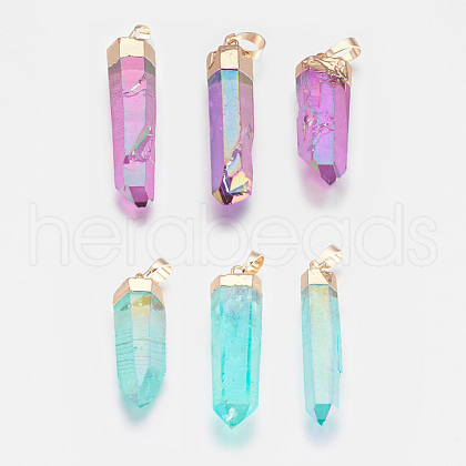 Faceted Dyed Natural Quartz Pointed Pendants G-F569-06-1
