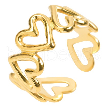 Stainless Steel Hollow Heart Open Cuff Rings for Women OK1306-2-1
