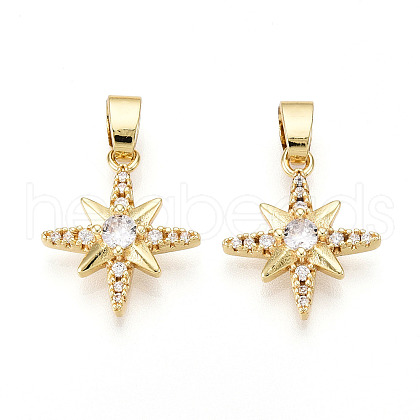 Brass Micro Pave Cubic Zirconia Pendants KK-T070-57G-1