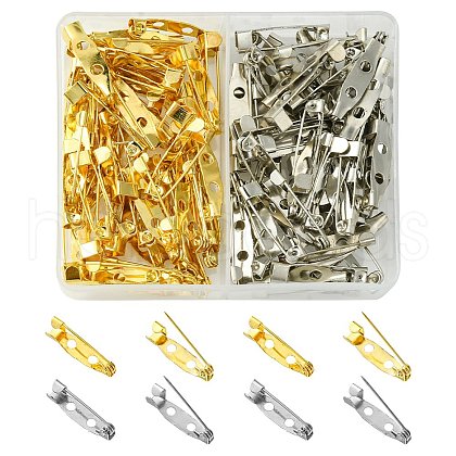 100Pcs 2 Colors Iron Brooch Findings IFIN-FS0001-36-1
