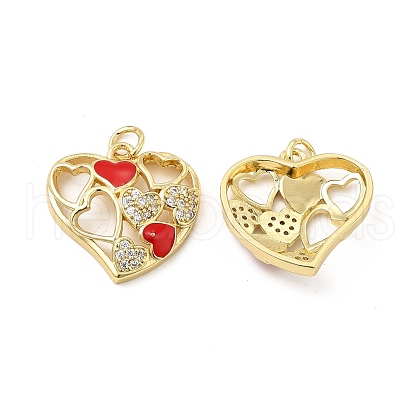 Real 18K Gold Plated Brass Micro Pave Clear Cubic Zirconia Pendants KK-E068-VB214-2-1