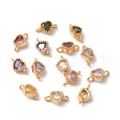 Brass Pave Glass Connector Charms KK-C062-008G-1