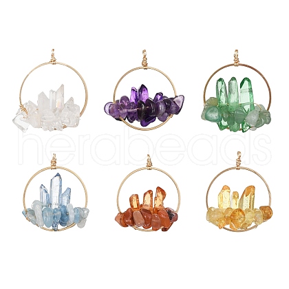 Natural Mixed Stone Pendants PALLOY-JF02403-1
