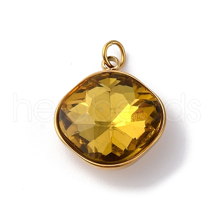 316 Stainless Steel Faceted Glass Pendants STAS-K258-47G-04-1
