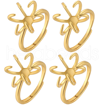 Beebeecraft 4Pcs Brass Adjustable Ring Findings KK-BBC0014-80G-1