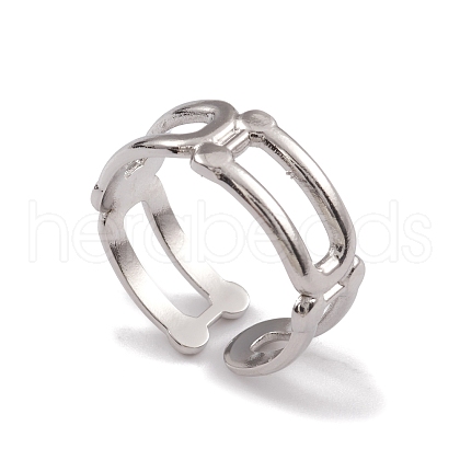 304 Stainless Steel Hollow Out Oval Wrap Open Cuff Rings for Women RJEW-G285-51P-1