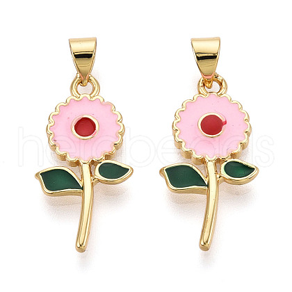 Brass Enamel Pendants KK-N265-08G-1