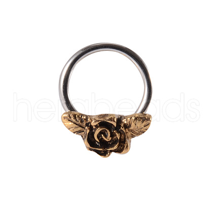 304 Stainless Steel Rose Flower Hoop Nose Rings WG137BA-04-1
