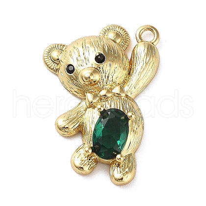 Rack Plating Brass Micro Pave Cubic Zirconia Pendants KK-Q786-01G-1