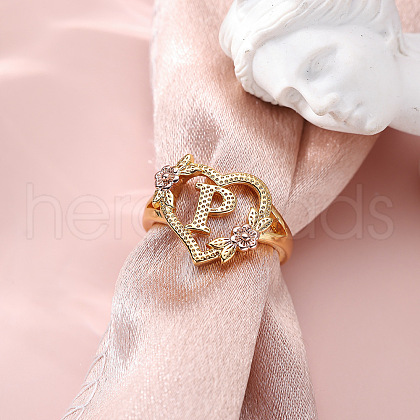 Heart with Flower Hollow Out Brass Finger Rings FS-WG99C3E-36-1