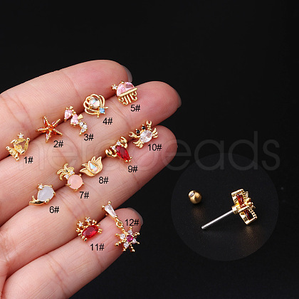 Brass Micro Pave Cubic Zirconia Cartilage Earring WG3714F-05-1
