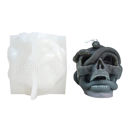DIY Halloween Skull & Snake Candle Food Grade Silicone Statue Molds SNAK-PW0001-11-1