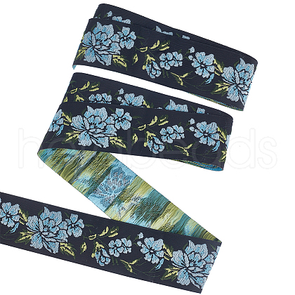 7M Ethnic Style Embroidery Polyester Ribbons OCOR-WH0093-16-1