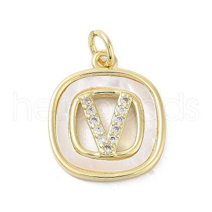 Rack Plating Brass Micro Pave Clear Cubic Zirconia Pendants KK-E102-33G-V-1
