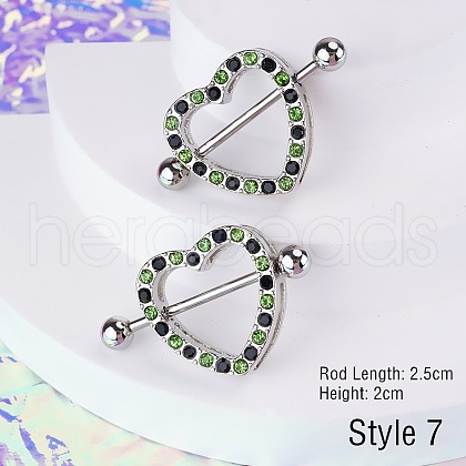 316L Surgical Stainless Steel Micro Pave Lime Green & Black Cubic Zirconia Nipple Stirrup FS-WGDE58A-07-1