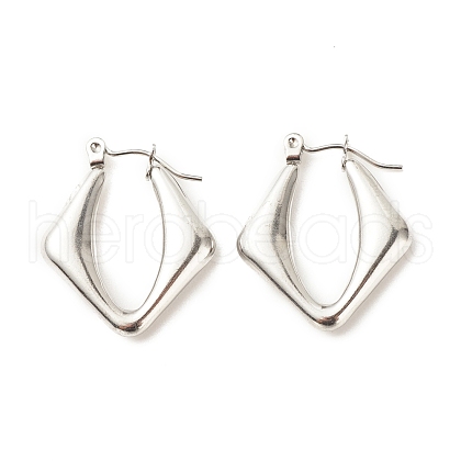 304 Stainless Steel Chunky Rhombus Hoop Earrings for Women EJEW-K242-06P-1