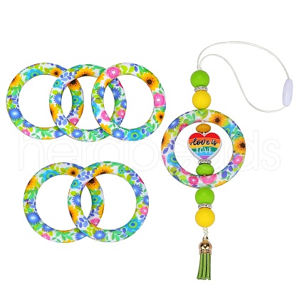 5Pcs Ring Food Grade Eco-Friendly Silicone Focal Beads JX893M-1