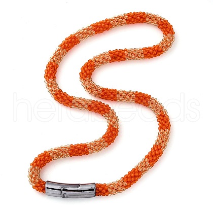 Glass Crochet Beaded Necklace NJEW-Z029-04C-1