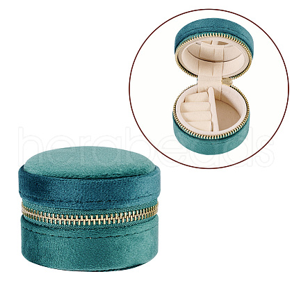 Portable Travel Round Velvet Jewelry Set Storage Zipper Boxes CON-TAC0001-11A-1