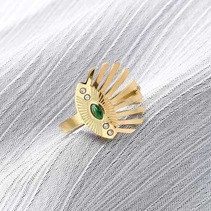 304 Stainless Steel with Rhinestone Open Rings RJEW-Q020-02G-1