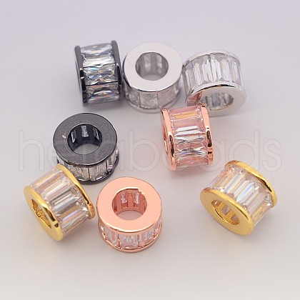 Brass Micro Pave Cubic Zirconia Column Beads ZIRC-N002-25M-1