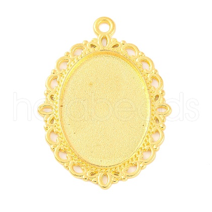 Tibetan Style Oval Alloy Pendant Cabochon Settings TIBEP-Q054-44G-RS-1