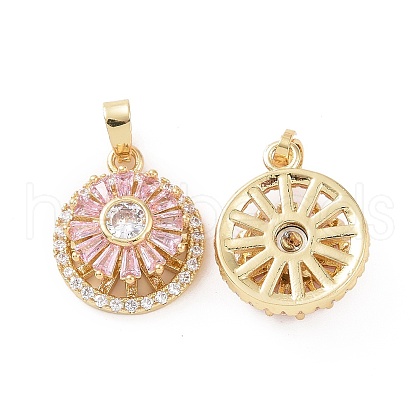 Real 18K Gold Plated Brass Micro Pave Clear Cubic Zirconia Pendants KK-E068-VC303-1