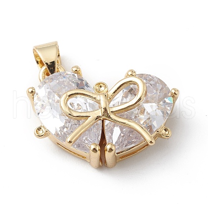 Rack Plating Brass Micro Pave Cubic Zirconia Pendants KK-E003-18G-02-1