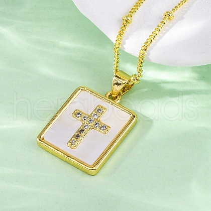 Brass Micro Pave Clear Cubic Zirconia Pendant Necklaces NJEW-C071-05B-G-1