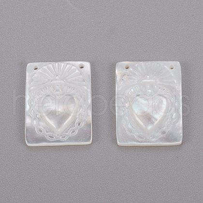 Natural White Shell Mother of Pearl Shell Pendants SHEL-K004-04-1