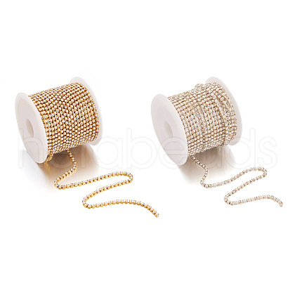 Craftdady 10 Yards 2 Colors Brass Rhinestone Strass Chains CHC-CD0001-03-1