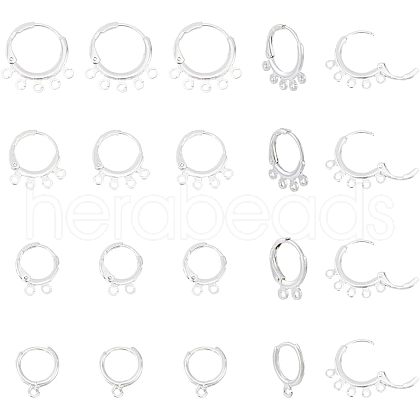 SUPERFINDINGS 40Pcs 4 Style Rack Plating Eco-friendly Brass Huggie Hoop Earring Findings KK-FH0003-98-1