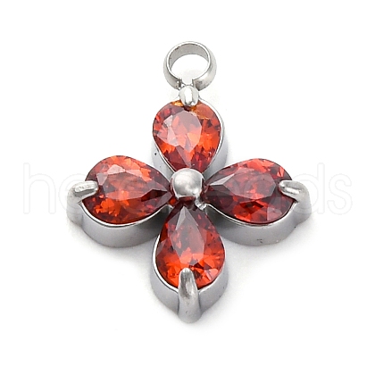 304 Stainless Steel Micro Pave Cubic Zirconia Pendants STAS-U042-06P-06-1