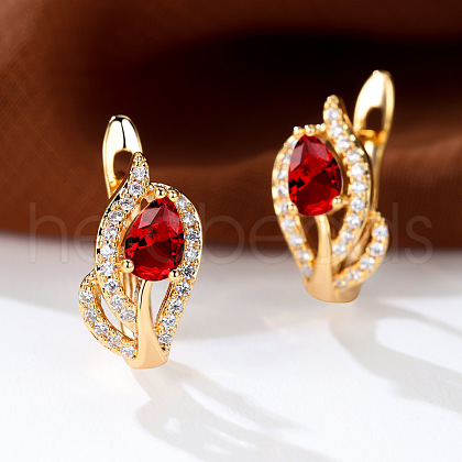 Brass Micro Pave Cubic Zirconia Hoop Earrings WG4C638-12-1