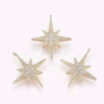 Brass Micro Pave Cubic Zirconia Pendants X-KK-P157-04G-NF-1
