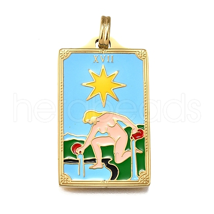 Tarot 304 Stainless Steel Enamel Pendants STAS-M119-07K-G-1